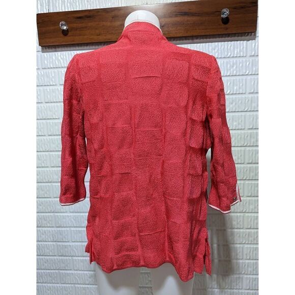 Ming Wang Women's Size S Coral Cardigan With White Trim - Picture 4 of 6